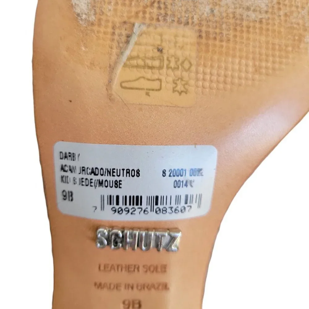 Schutz DARBY Suede Taupe Mouse Gladiator Heels Sandals Size 9B